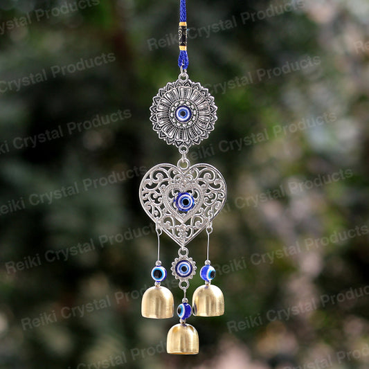 Feng Shui Heart Evil Eye Wind Chime Hanging for Window Balcony Decor Home Endurance Door Decoration