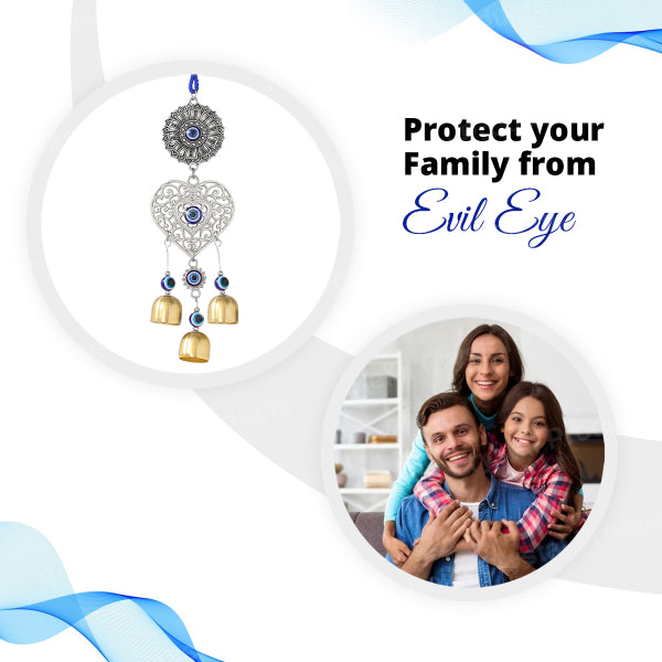 Feng Shui Heart Evil Eye Wind Chime Hanging for Window Balcony Decor Home Endurance Door Decoration