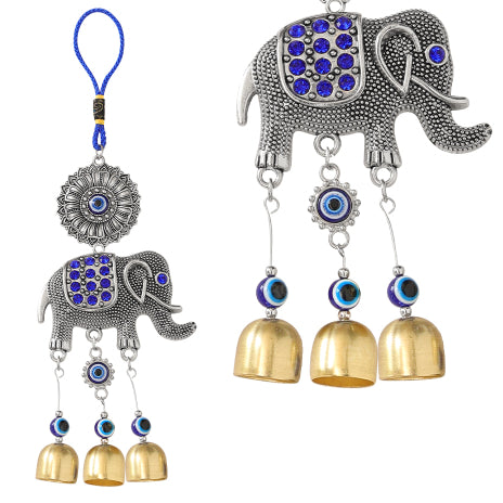 Feng Shui Elephant Evil Eye Wind Chime Hanging for Window Balcony Decor Home Endurance Door Decoration