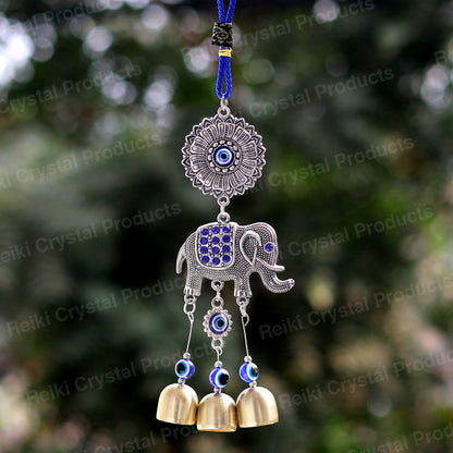 Feng Shui Elephant Evil Eye Wind Chime Hanging for Window Balcony Decor Home Endurance Door Decoration