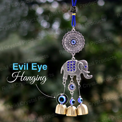 Feng Shui Elephant Evil Eye Wind Chime Hanging for Window Balcony Decor Home Endurance Door Decoration