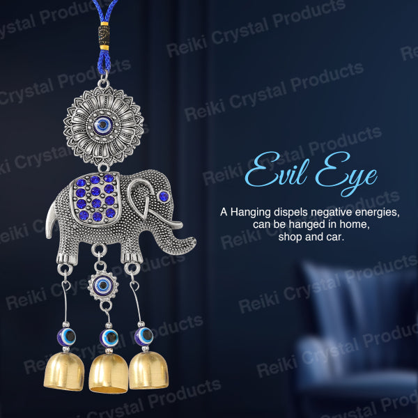 Feng Shui Elephant Evil Eye Wind Chime Hanging for Window Balcony Decor Home Endurance Door Decoration
