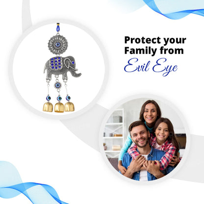 Feng Shui Elephant Evil Eye Wind Chime Hanging for Window Balcony Decor Home Endurance Door Decoration