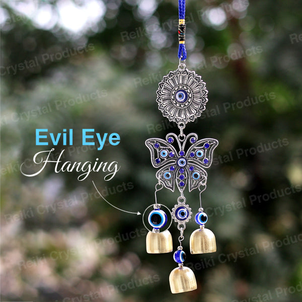 Feng Shui Butterfly Evil Eye Wind Chime Hanging for Window Balcony Decor Home Endurance Door Decoration