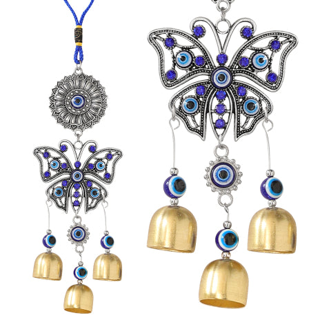 Feng Shui Butterfly Evil Eye Wind Chime Hanging for Window Balcony Decor Home Endurance Door Decoration