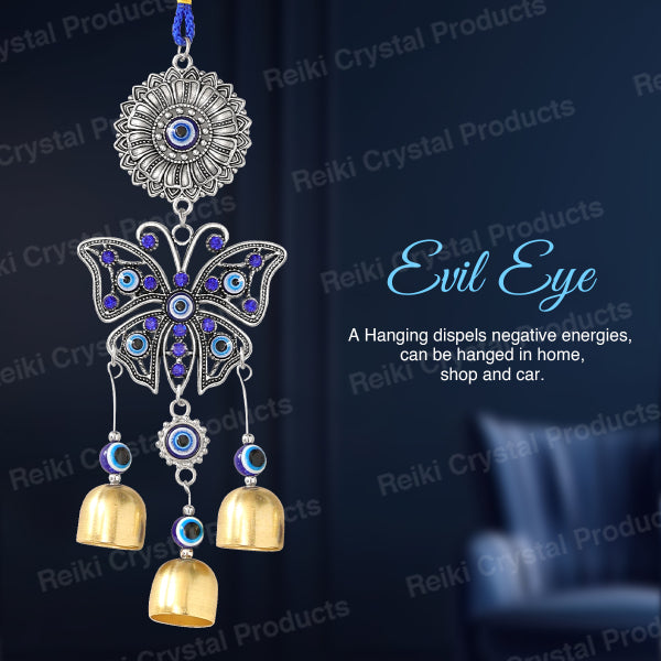 Feng Shui Butterfly Evil Eye Wind Chime Hanging for Window Balcony Decor Home Endurance Door Decoration