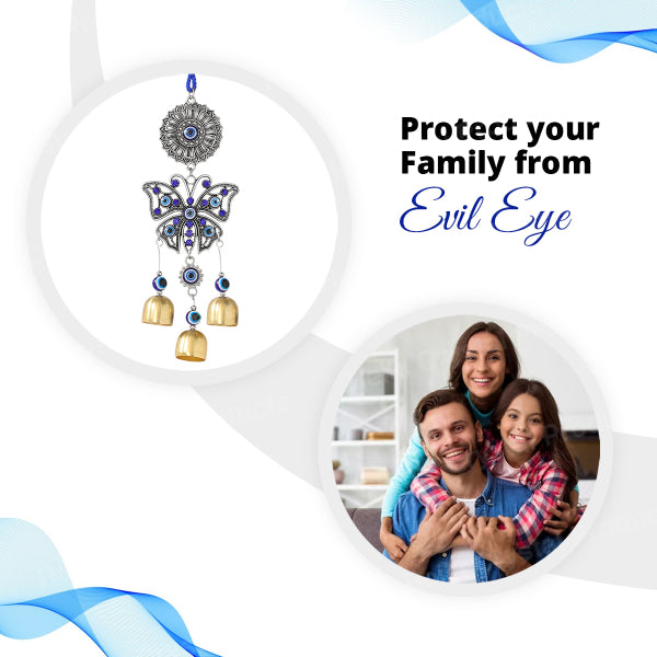 Feng Shui Butterfly Evil Eye Wind Chime Hanging for Window Balcony Decor Home Endurance Door Decoration