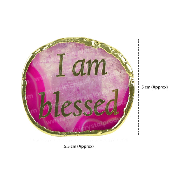 Crystal Stone Agate I am Blessed Sileces & Coaster for Table Decoration