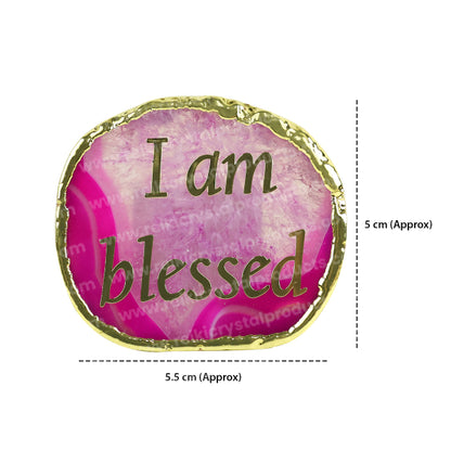 Crystal Stone Agate I am Blessed Sileces & Coaster for Table Decoration