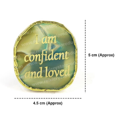 Crystal Stone Agate I am confident and loved Sileces & Coaster for Table Decoration