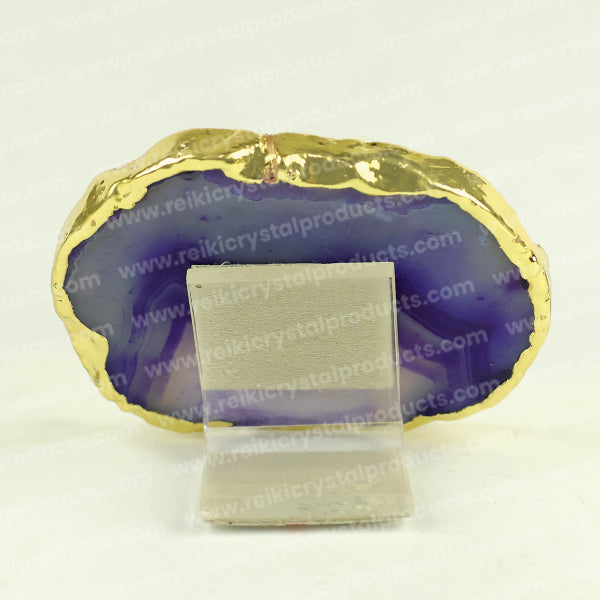 Crystal Stone Agate I am Healthy Sileces & Coaster for Table Decoration