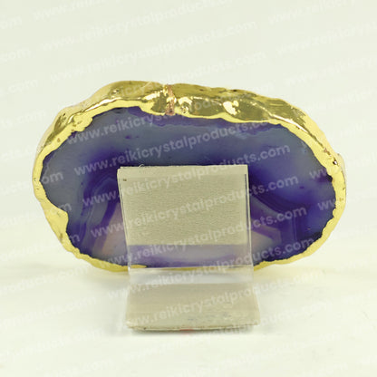 Crystal Stone Agate I am Healthy Sileces & Coaster for Table Decoration
