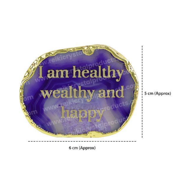 Crystal Stone Agate I am Healthy Sileces & Coaster for Table Decoration