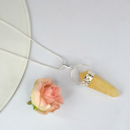 Natural Double Terminated Pencil Shape Pendant - Locket with Chain