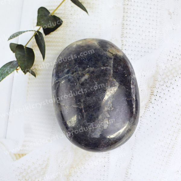 Iolite Crystal Palm Stone Energy Healing Stone