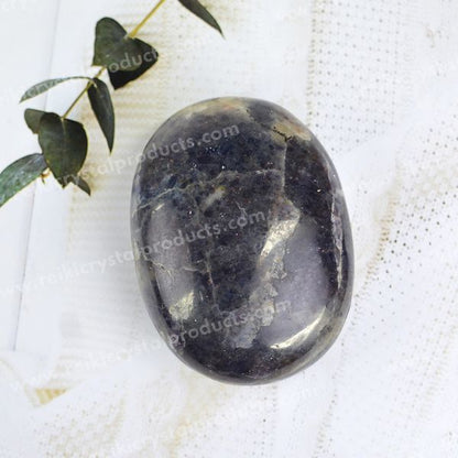 Iolite Crystal Palm Stone Energy Healing Stone