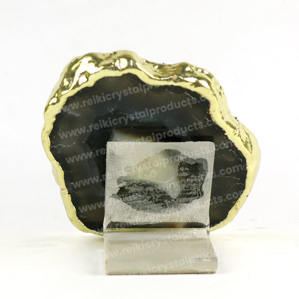Crystal Stone Agate Jai Mata Di Sileces & Coaster for Table Decoration