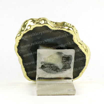 Crystal Stone Agate Jai Mata Di Sileces & Coaster for Table Decoration