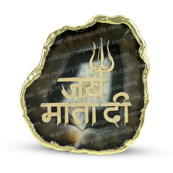 Crystal Stone Agate Jai Mata Di Sileces & Coaster for Table Decoration