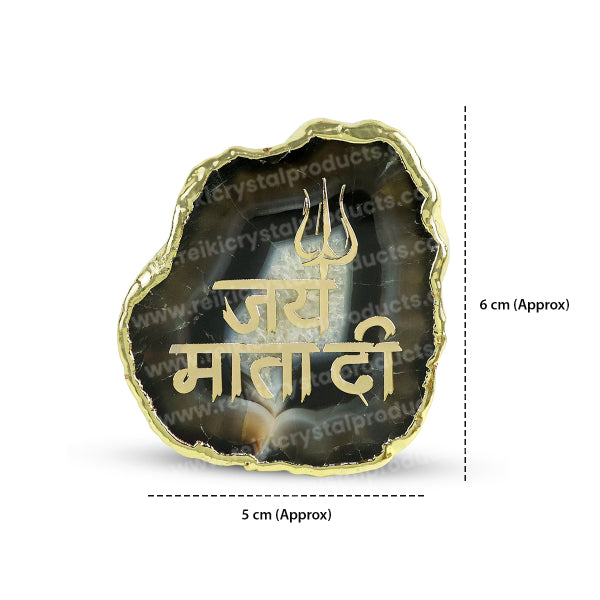 Crystal Stone Agate Jai Mata Di Sileces & Coaster for Table Decoration