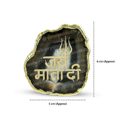 Crystal Stone Agate Jai Mata Di Sileces & Coaster for Table Decoration