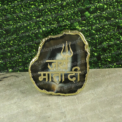 Crystal Stone Agate Jai Mata Di Sileces & Coaster for Table Decoration