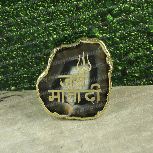 Crystal Stone Agate Jai Mata Di Sileces & Coaster for Table Decoration