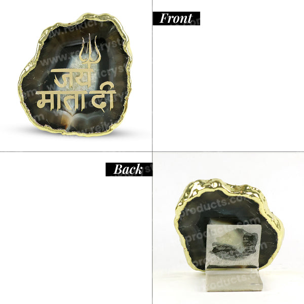 Crystal Stone Agate Jai Mata Di Sileces & Coaster for Table Decoration