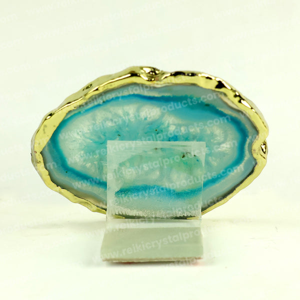 Crystal Stone Agate Jai Shree Krishna Sileces & Coaster for Table Decoration