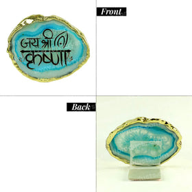 Crystal Stone Agate Jai Shree Krishna Sileces & Coaster for Table Decoration