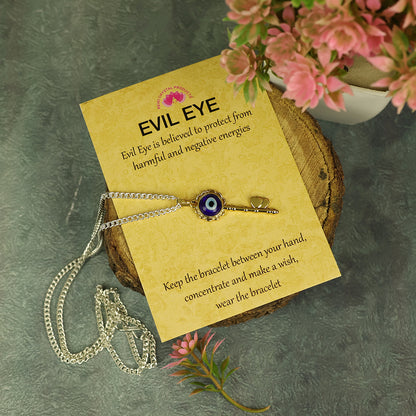 Blue Turkish Evil Eye Key Shape Pendant for Unisex