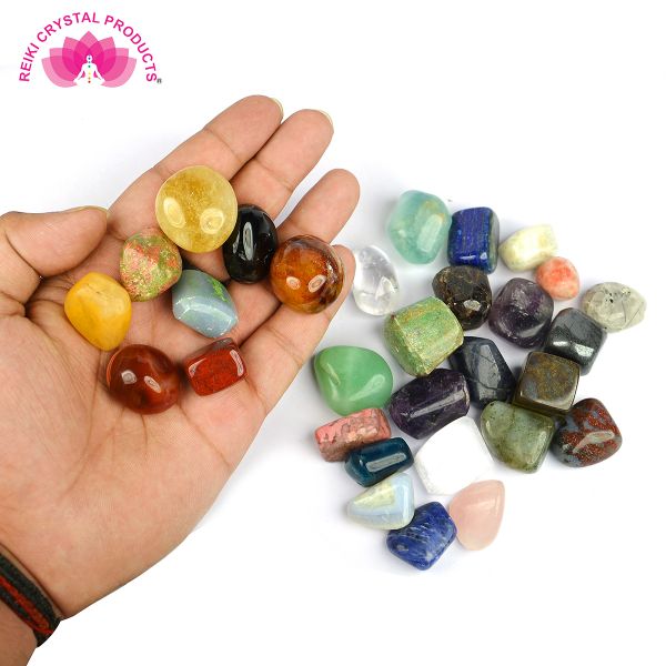 Reiki Crystal Products 30 Chakra Tumble Stones Kit