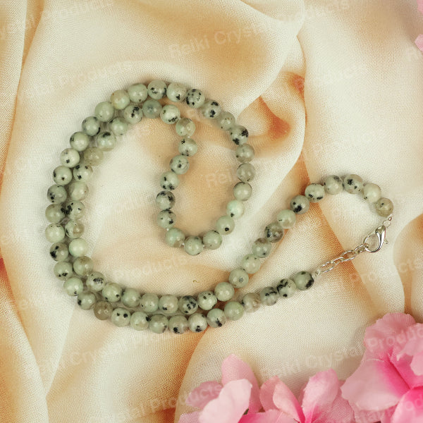 Natural Crystal Stone 6 mm Round Bead Necklace Mala for Girls & Women
