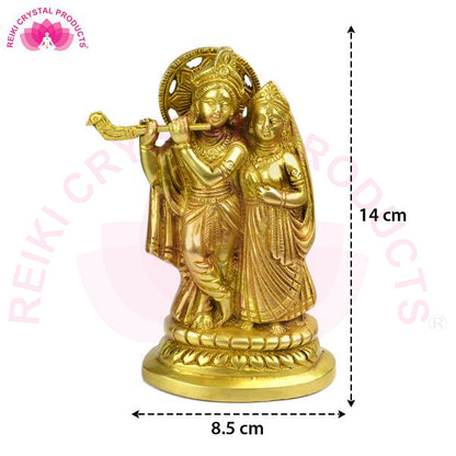Standing Brass Lord Radha Krishna Idol Weight 800 Gram