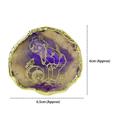 Crystal Stone Agate Krishna with Matki Sileces & Coaster for Table Decoration