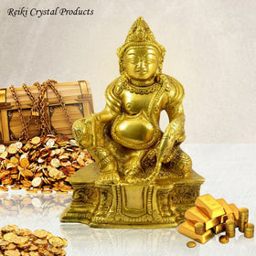 Brass Lord Kuber Statue of Wealth Idol 12.7 cm | Kuber God Murti for Home Temple, Office Desk, Vastu & Spiritual Decor