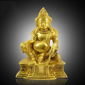 Brass Lord Kuber Idol 12.7 cm | Wealth & Prosperity God Statue for Home, Office, Temple & Decorative Use