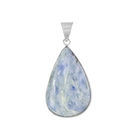 Natural Kynite Drop Pendant With Metal Chain For Unisex
