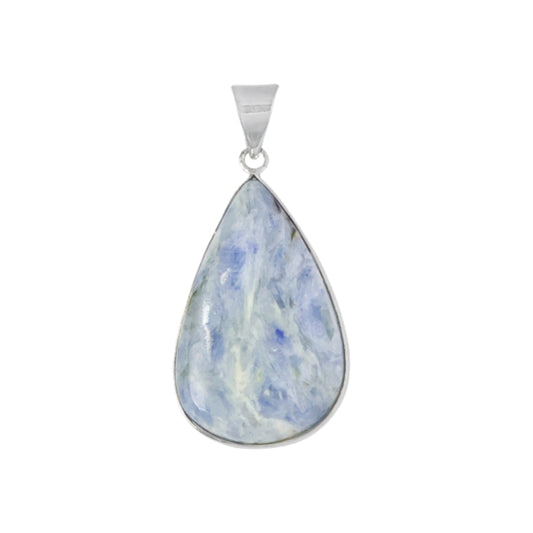 Natural Kynite Drop Pendant With Metal Chain For Unisex