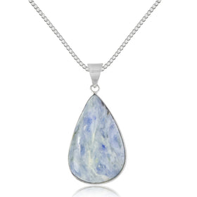 Natural Kynite Drop Pendant With Metal Chain For Unisex