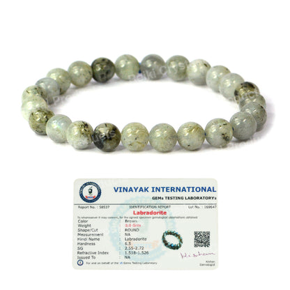 Certified Natural Crystal Stones 8 mm Round Beads Bracelet