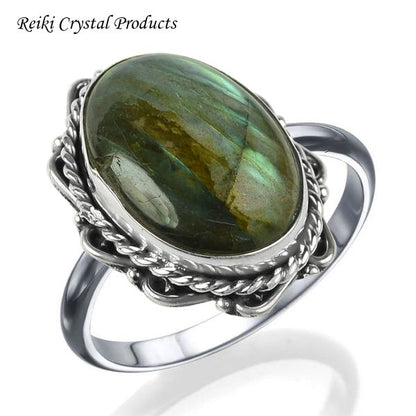 Natural Crystal Gemstone Adjustable Silver Ring