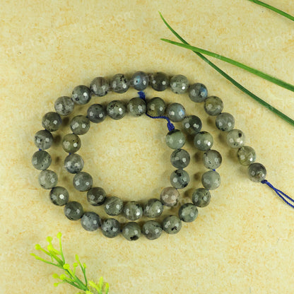 Labradorite 8 mm Faceted Loose Beads 45-50 pcs for Making Bracelet Mala Necklaces
