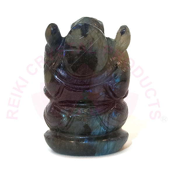 Labradorite Crystal Ganesha Idol Murti for Protection & Decorative Showpiece-7.6 cm (3 inch)
