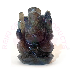 Labradorite Crystal Ganesha Idol Murti for Protection & Decorative Showpiece-7.6 cm (3 inch)