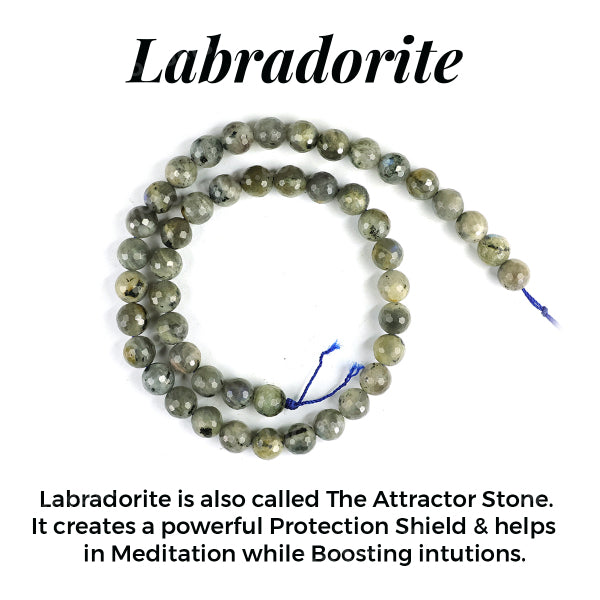 Labradorite 8 mm Faceted Loose Beads 45-50 pcs for Making Bracelet Mala Necklaces