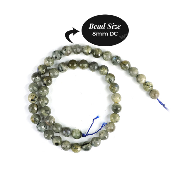 Labradorite 8 mm Faceted Loose Beads 45-50 pcs for Making Bracelet Mala Necklaces