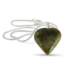 Labradorite Heart Shape Pendant - Size 25-30mm with Chain