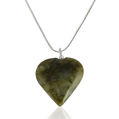Labradorite Heart Shape Pendant - Size 25-30mm with Chain