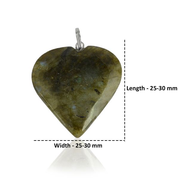 Labradorite Heart Shape Pendant - Size 25-30mm with Chain